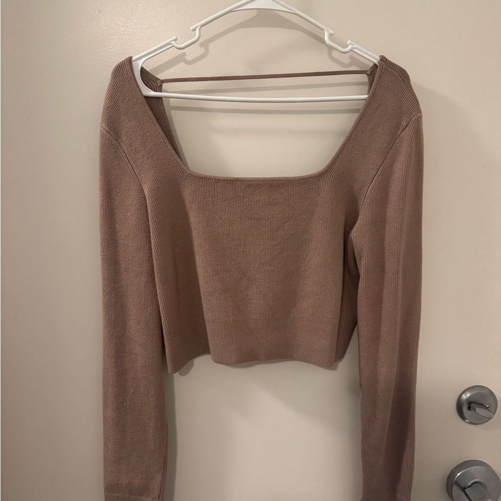 Love, Bonito - Square Neck Tan Sweater